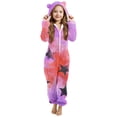 thumbnail image 3 of MKOSPLRT Girls Fleece Zip Up Jumpsuits Kids Hooded Rompers Fuzzy Onesie Warm Cute Strars Gradient Sleepwear Winter Clothes 5-15 Years, 3 of 7