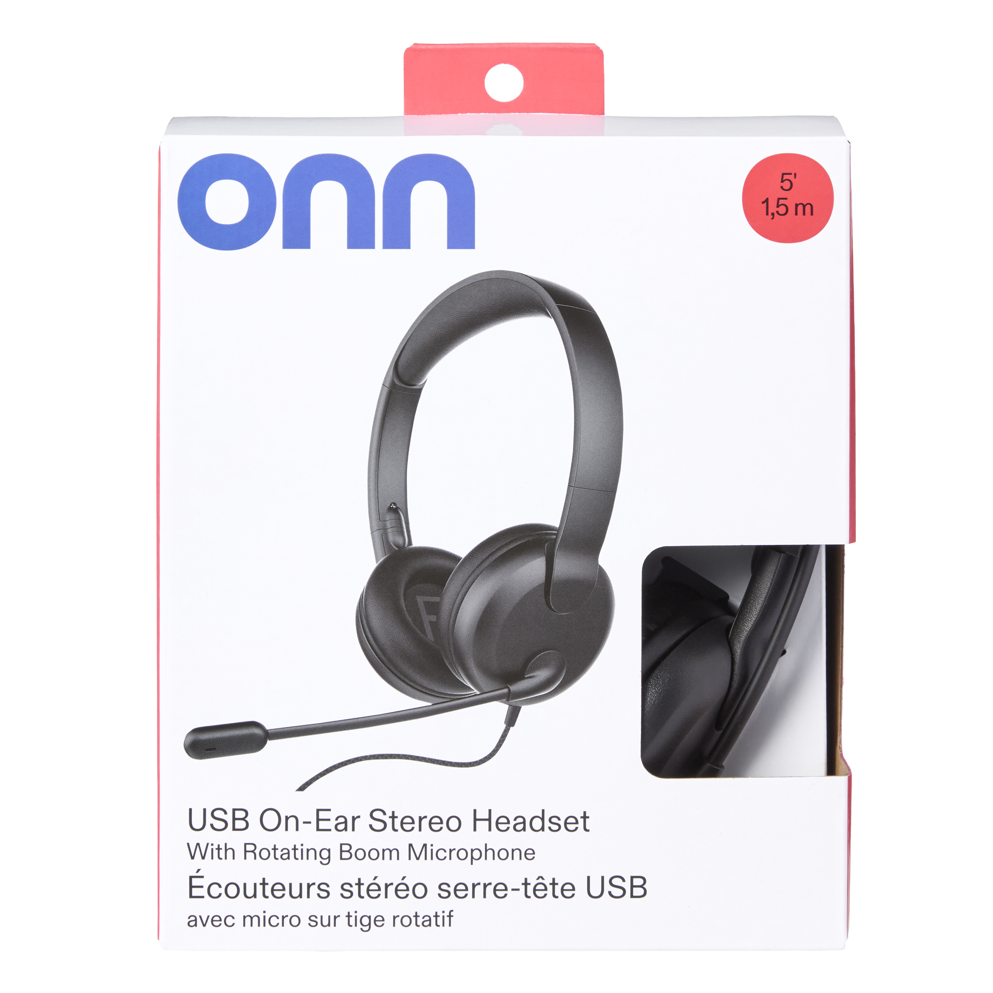 Écouteurs stéréo serre-tête USB avec micro sur tige rotatif onn