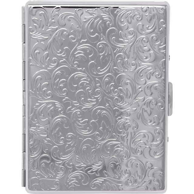 Silver Victorian Compact (9 100s) Etched Metal-Plated Cigarette Case & Stash Box