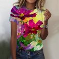 thumbnail image 2 of EQWLJWE Hauts d'Été pour Femmes Hauts pour Femmes en Liquidation Femmes Surdimensionné Été Décontracté Manches Courtes Col Rond Imprimé Manches Hauts Blouse Ample, 2 of 4
