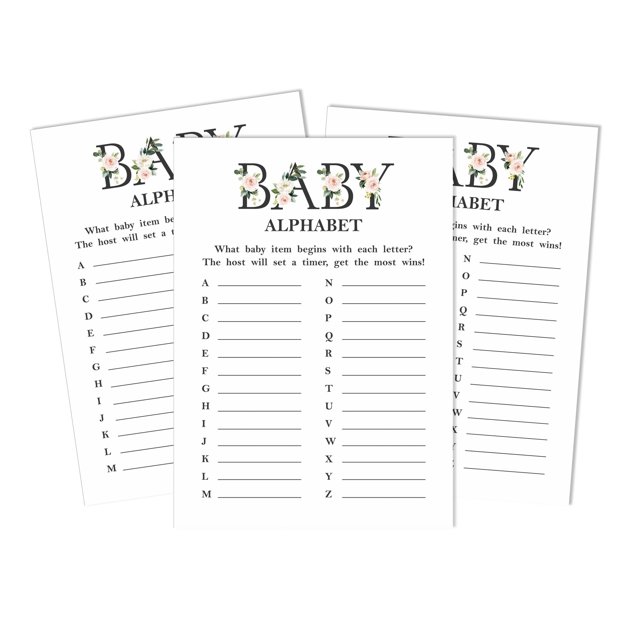 Inkdotpot Jeu de Douche pour Bébé Neutre, Ensemble de 50, Alphabet ABC pour Bébé, Fournitures de Fête