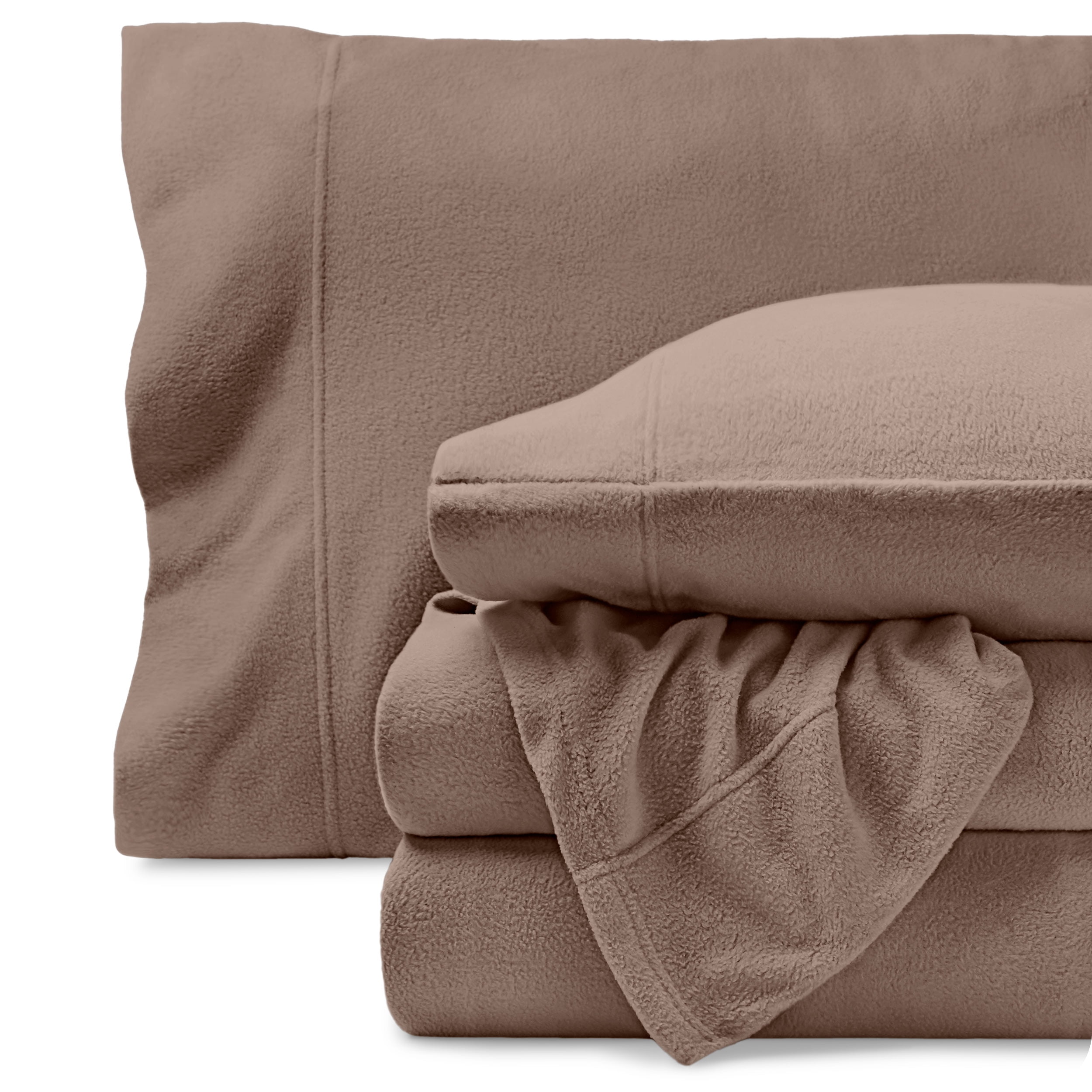 Bare Home Cozy Fleece Sheet Set - Extra Plush Polar Fleece - Deep Pocket - Full, Taupe