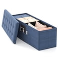 thumbnail image 1 of Costway Fabric Folding Storage Ottoman Storage Chest W/Divider Bed End Bench Navy, 1 of 10