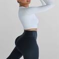thumbnail image 3 of Ladies‘ Thumb Hole Long Sleeve Yoga Shirt with Cropped Design for Workouts, 3 of 6