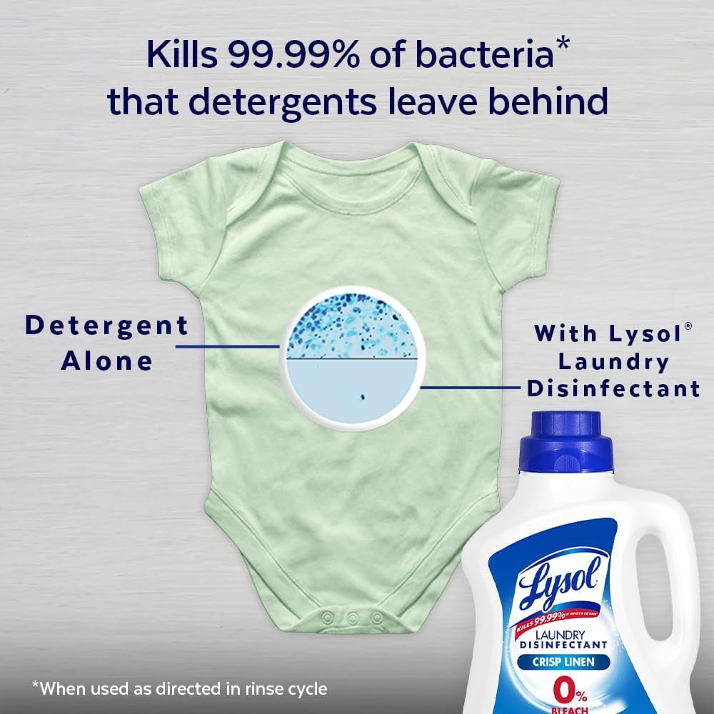 Lysol Désinfectant à lessive gratuit et transparent, sans parfum, sans colorants, 0 % d'eau de Javel, tue 99,9 % des virus et bactéries, 1.2 l