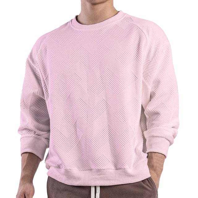 Yuyuzo Sweatshirts for Men Manches Longues Col Rond Couleur Unie Ample Décontracté Confortable Pull Tops