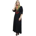 thumbnail image 3 of Bimba Robe Maxi Bohème Noire pour Femme avec Foulard à Franges Tenue d'Été de Designer-10, 3 of 9