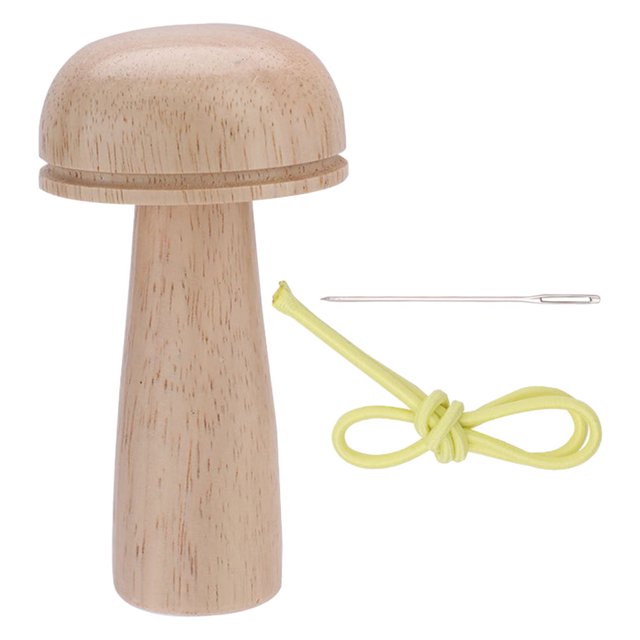 KALLORY Hand Sewing Wooden Mushroom Darner Tool for Home Fabric Repair and Needle Organization