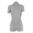 thumbnail image 4 of LOVZFMLL Women's Zip Pockets Color Work Lapel Jumpsuit Shorts Tight Jumpsuit Gray M, 4 of 4