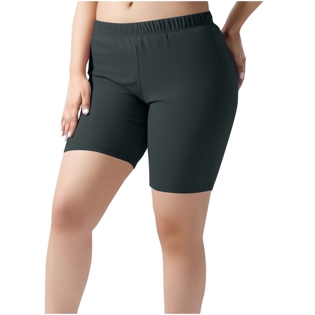 Yanlir Fashion Women's Plus Size Yoga Pants Shorts Solid Color Elastic Waist Quick-Drying Activewear for Gym and Training(Dark Gray,XL)