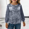 thumbnail image 4 of RXMEKW Blouse à Paillettes Scintillantes à Manches Longues pour Filles, Haut Décontracté à Col Rond, Mélange Polyester Spandex, 4 of 7