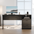 thumbnail image 3 of Bestier Computer Desk with Drawers Power Outlet 60" Office Desk Lift Top Desk, Gray, 3 of 10