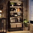 thumbnail image 4 of Tribesigns 70.8" Bookcase Bookshelf, Tall Large 5-Tier Bookcases with LED Lights, Black, 4 of 6