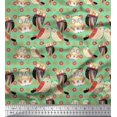thumbnail image 1 of Soimoi Georgette Viscose Fabric Floral & Owl Cartoon Print Fabric by Yard 42 Inch Wide, 1 of 3