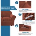 thumbnail image 3 of Modern Velvet Plush 4 Piece High Stretch Sofa Slipcover Furniture Protector Form Fit Luxury Thick Sofa Cover, Machine Washable, 3 of 6