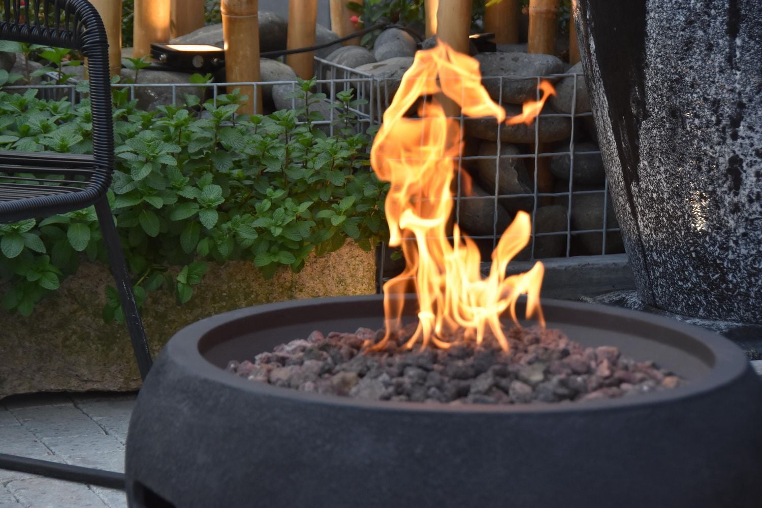 Modeno York Black Concrete Fire Bowl - Liquid Propane