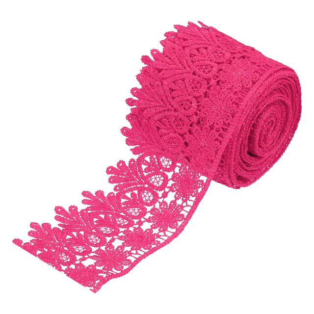 Uxcell 3.14 inch Wide 5 Yard Lace Ribbon Floral Pattern Rose Red Embroidered Lace Trim for Sewing Making, Gift Wrapping