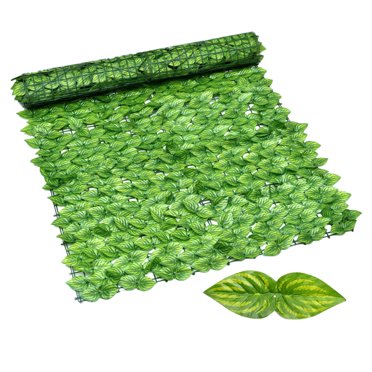 Huanglei Extérieur Jardin 19,68 Pouces Haie Feuilles Clôture d'Intimité Mur Écran Fenêtre Vert Foncé et Vert Clair (Pothos Feuilles/feuilles de Raisin/feuilles d'Érable/ Feuilles de Pomme de Terre)
