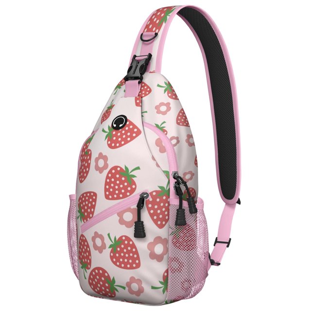 Sac à Bandoulière Léger pour Amateur de Fraises pour Voyage et Usage Extérieur, Imprimé de Petits Fruits Rouges Frais avec Rangement à Plusieurs Couches, Idéal pour les Jeunes Tendance et les Navetteurs