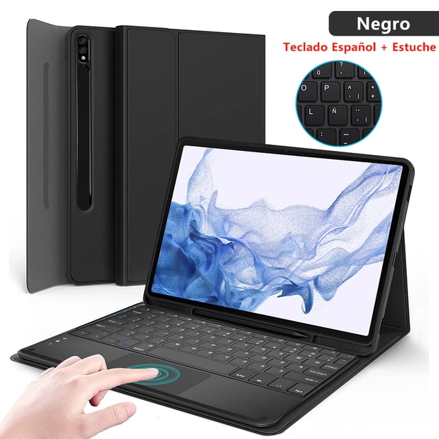 For Samsung Galaxy Tab S9 FE Plus Keyboard Cover Case for Tab A9 Plus S9 Ultra S7 FE S8 Plus S6 Lite A8 Magnetic Keyboard Case Spanish Black S9 11 inch
