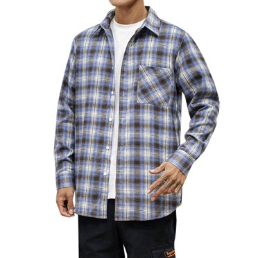 Ketyyh-chn99 Polos pour Hommes à Manches Courtes 2024 Chemise Décontractée d'Été Chemises Boutonnées à Manches Longues Col Officier Chemise Habillée de Bureau Bleu,G