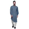 thumbnail image 2 of Atasi Kurta Asymétrique en Rayonne pour Homme, Kurta Chemise Longue Décontractée Imprimée, 2 of 6
