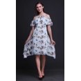 thumbnail image 2 of Bimba Blue Bird Print Cold Shoulder Women Swing Tunic Flutter Sleeve Midi Dress - XXX-Large, 2 of 6