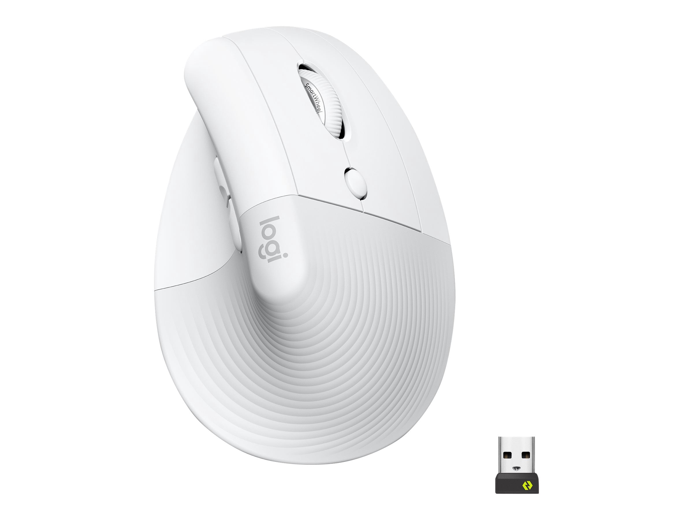 Logitech Lift Vertical Ergonomic Mouse - Vertical mouse - ergonomic - 6 buttons - wireless - Bluetooth, 2.4 GHz - Logitech Logi Bolt USB receiver - off-white
