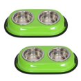 thumbnail image 1 of Iconic Pet 51428 32 oz. Color Splash Stainless Steel Double Diner - Green, 1 of 1