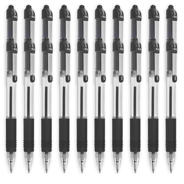 Zebra Z-Grip Stylo-Bille Rétractable - Pointe 1,0 mm - Lot Économique de 20 - Encre Noire