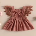 thumbnail image 4 of Toddler Kids Girls Princess Dress Solid Color Lace Fly Sleeve Dress, 4 of 8