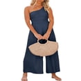 thumbnail image 2 of Women Romper Sleeveless Off-Shoulder Neck Wide-Leg Trousers, 2 of 4
