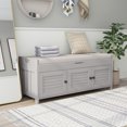 thumbnail image 1 of MODERNLUXE Banc de Rangement pour Chaussures de 43,5 Pouces avec 3 Portes, Banc d'Entrée avec Coussin Amovible et Compartiment Caché pour Salon, Entrée, Gris Lavé, 1 of 8