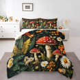 thumbnail image 2 of Erosebridal Red Mushroom Bedding Queen Comforter Set, Hippie Botanical Down Comforter, Daisy Floral Decor, Reversible 3pcs, 2 of 8