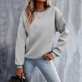 thumbnail image 2 of Sentmoon Vêtements pour Femmes Col Rond Manches Longues T-Shirt pour Femmes Grande Taille Extensible Ample Couleur Unie Tenues Chics pour Femmes Confortable pour le Bureau Gris m, 2 of 7