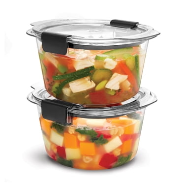 Rubbermaid Brilliance Food Storage Containers, Round, 2 Pack (2 x 3.5 Cup) - BPA-Free Tritan, Airtight, Dishwasher Safe