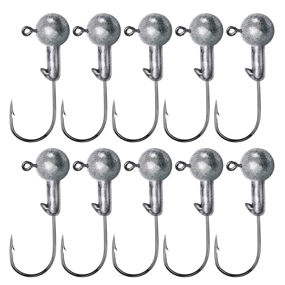 Cagogo Crochet de Plomb -10 g, Hameçons à Tête de Jig pour la Pêche à l'Achigan, Gréement d'Appâts en Plastique Souple, Équipement de Pêche en Eau Douce et en Eau Salée, Jig de Senne pour Truite Doré, Lot de 10 Hameçons de Pêche