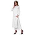 thumbnail image 3 of Bimba Kurta Droite Unie Ethnique Indienne pour Femmes à Col Mandarin avec Encolure Plissée en Coton, 3 of 7