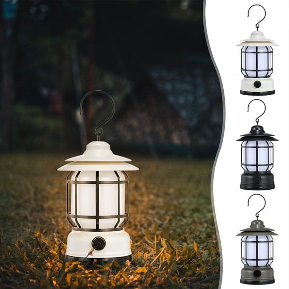 Lanterne de Camping / Lampe Rétro Portative avec 400 Lumens Modes Blanc et Flamme / Longue Autonomie / Recharge Rapide Type‐C / Batterie Détachable et Remplaçable / Étanchéité IPX5 / Antichoc / pour l'Extérieur