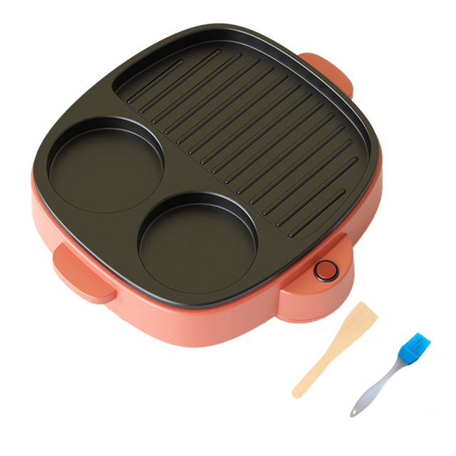 3 in 1 Electric Omelette Pan Barbecue Pan Electric Cooker Multifunction Non-Stick Hotpot Steamer Steak Frying B US Plug