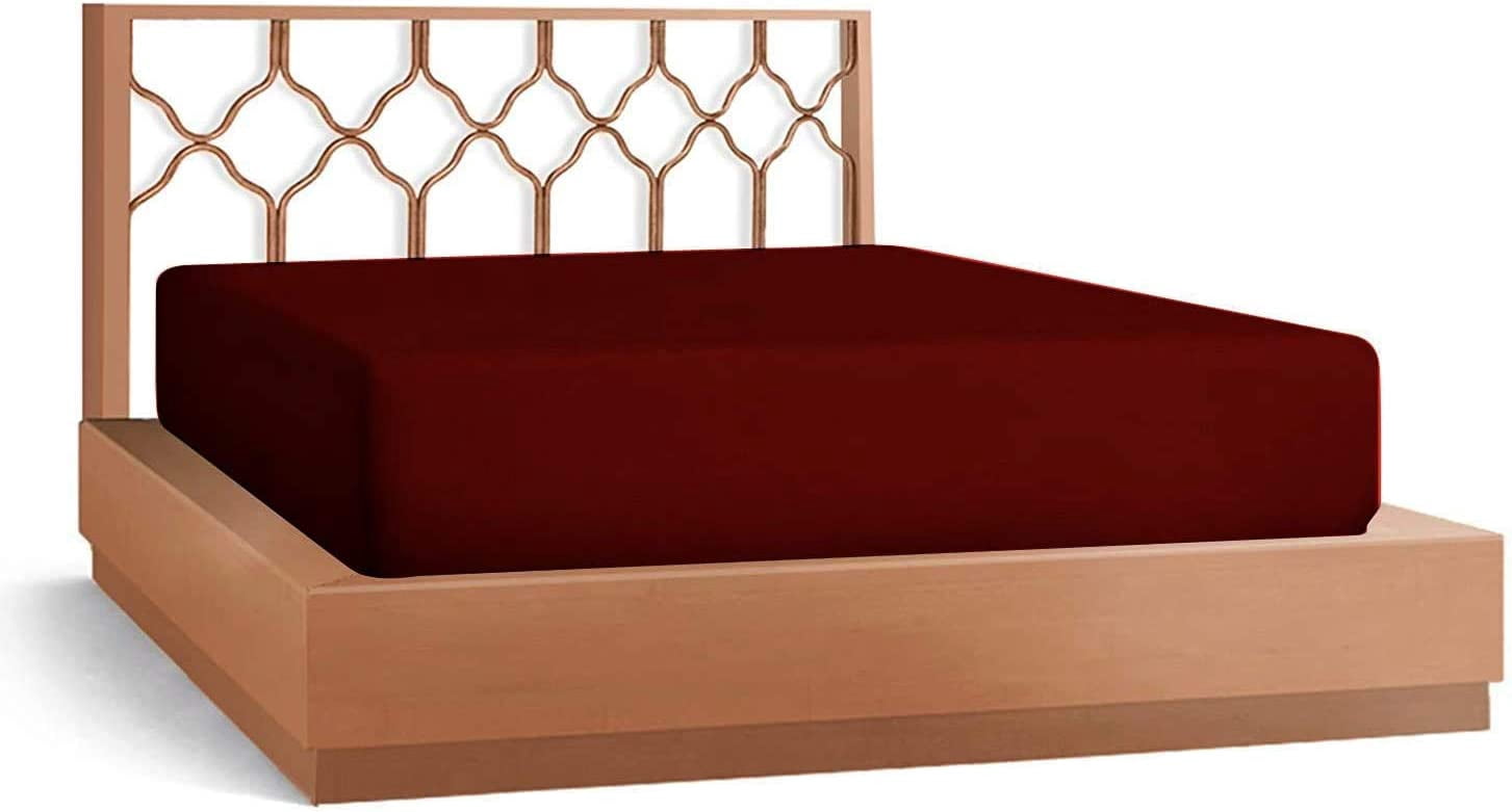 900 Thread Count 100% Egyptian Cotton 3-Piece Fitted Sheet ( 1 Fitted Sheet + 2 Pillow Covers) 18 Inches Deep Pocket Size Solid Pattern