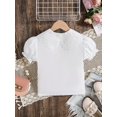 thumbnail image 2 of CHUANK T-Shirt Rétro Mignon à Manches Courtes pour Filles Été Col Poupée Manches Bouffantes Style Académique, 2 of 5