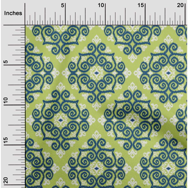 oneOone Cotton Poplin Fabric Swirl Ikat Printed Craft Fabric BTY 42 Inch Wide