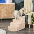 thumbnail image 2 of PawHut 4-Step Pet Steps Cat Stairs, Cats/Dogs, Climbing on Bed, Beige, 2 of 10