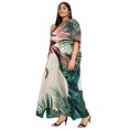 thumbnail image 4 of Oussum Robe Kaftan Longue en Polyester Grande Taille à Motif Tribal Pêche pour Femmes, 4 of 7