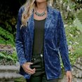 thumbnail image 4 of IROINID Veste Courte Confortable pour Femmes, Blazer à Col Cranté, Couleur Unie, Manches Longues, Bleu, 4 of 6