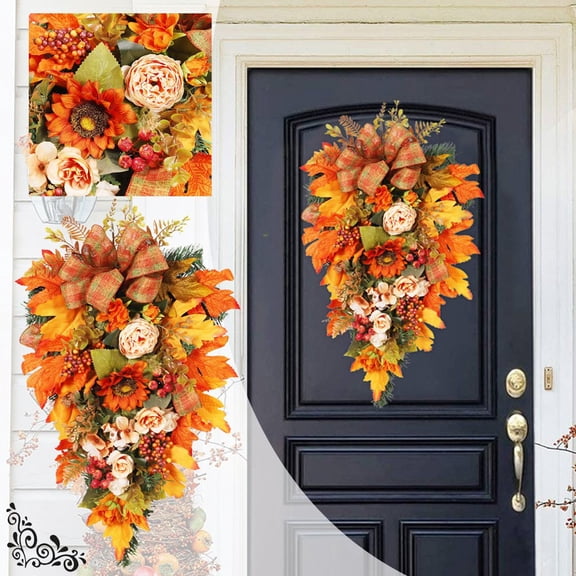 Color Thanksgiving Decoration Pendant Autumn Simulation Flower Peony Sunflower Hanging Tree Maple Leaf