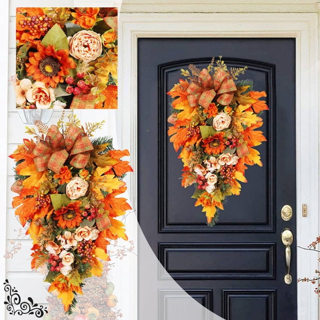 Color Thanksgiving Decoration Pendant Autumn Simulation Flower Peony Sunflower Hanging Tree Maple Leaf