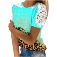 thumbnail image 1 of Birdeem Womens Fashion Summer Round Neck Leisure Short Sleeve Printed Lace Stitching Tops, 1 of 1