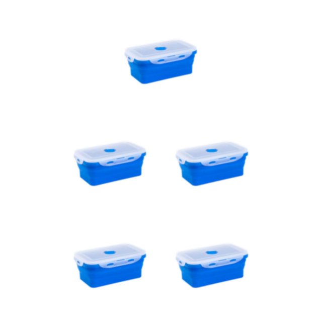 Ruiboury Silica Gel Compact And Convenient For Easy Storage Making Lightweight Sealed Preservation Box Microwave Lunch Box deep blue 350ml 5Set